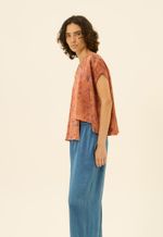 Blusa  Seda Liz  Impressão Botânica  Clitória Crajiru