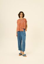 Blusa  Seda Liz  Impressão Botânica  Clitória Crajiru