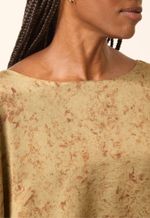 Blusa Seda Ampla Sofia Impressão Botânica Araucária e Índigo