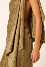 Pashmina Seda Impressão Botânica Araucária e Índigo 