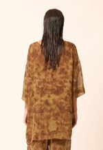 Blusa Seda Ana Impressão Botânica Cebola Roxa