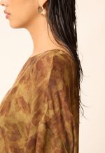 Blusa Seda Ana Impressão Botânica Cebola Roxa