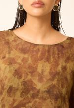 Blusa Seda Ana Impressão Botânica Cebola Roxa