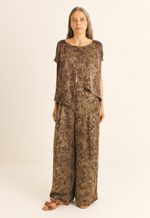 Blusa Seda Impressão Botânica Crajiru Chumbo  Liz