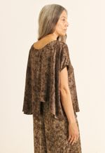 Blusa Seda Impressão Botânica Crajiru Chumbo  Liz