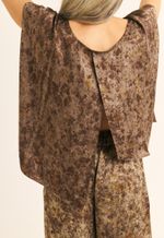Blusa Seda Impressão Botânica Crajiru Chumbo  Liz