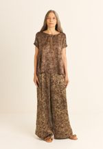 Blusa Seda Impressão Botânica Crajiru Chumbo  Liz