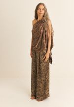 Pashmina Seda Impressão Botânica  Crajiru  Chumbo