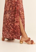 Vestido Seda Impressão Botânica Crajiru Vermelho Nara