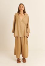 Calça Ampla TENCEL™ Micro Modal Maitê  Marrom