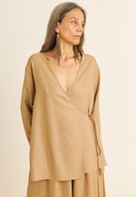 Blusa Transpassada TENCEL™ Micro Modal Maitê Marrom
