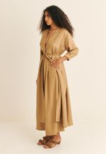 Vestido Amplo Transpassado TENCEL™  Micro Modal Maitê Marrom