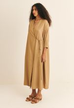 Vestido Amplo Transpassado TENCEL™  Micro Modal Maitê Marrom