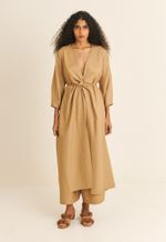 Vestido Amplo Transpassado TENCEL™  Micro Modal Maitê Marrom