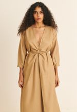 Vestido Amplo Transpassado TENCEL™  Micro Modal Maitê Marrom