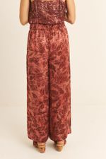Calça Seda Impressão Botânica Crajiru  Vermelho  Bethânia 