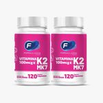 KIT 2 potes de Vitamina K2 Mk7 100mcg 120 Cápsulas