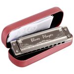 Gaita Easttop Diatônica Blues Player Alumínio Cinza D Ré Com Case