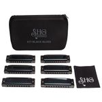 Kit 6 Gaitas Hering Diatônica Black Blues 60120 20 Vozes Com Case