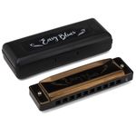 Gaita Hering Diatonica Easy Blues C Dó Marrom MA4420C Com Case