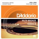Encordoamento Para Violão Aço Daddario 010 EZ900-B C/ Mi Extra