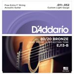 Encordoamento Para Violão Aço Daddario 011 Bronze 80/20 EJ13-B C/ Mi Extra
