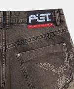 PIET X OAKLEY Distressed Denim Shorts  Khaki 