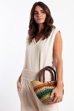 Bolsa de Palha Mini com Fecho