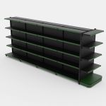 Gôndola de centro de 1,55 m - Kit 1 gôndola inicial + 3 gôndolas continuação + 1 ponta - Preto-Verde
