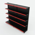 Gôndola de Parede de 1,72 m - Kit 1 gôndola inicial + 1 gôndola continuação - Preto-Vermelho