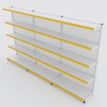 Gôndola de Parede de 1,72 m - Kit 1 gôndola inicial + 2 gôndolas continuação - Branco-Amarelo
