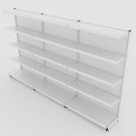 Gôndola de Parede de 1,72 m - Kit 1 gôndola inicial + 2 gôndolas continuação - Branco-Branco