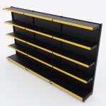 Gôndola de Parede de 1,72 m - Kit 1 gôndola inicial + 2 gôndolas continuação - Preto-Amarelo