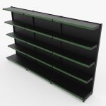 Gôndola de Parede de 1,72 m - Kit 1 gôndola inicial + 2 gôndolas continuação - Preto-Verde