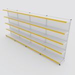 Gôndola de Parede de 1,72 m - Kit 1 gôndola inicial + 3 gôndolas continuação - Branco-Amarelo