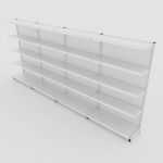 Gôndola de Parede de 1,72 m - Kit 1 gôndola inicial + 3 gôndolas continuação - Branco-Branco