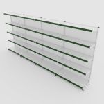 Gôndola de Parede de 1,72 m - Kit 1 gôndola inicial + 3 gôndolas continuação - Branco-Verde
