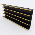 Gôndola de Parede de 1,72 m - Kit 1 gôndola inicial + 3 gôndolas continuação - Preto-Amarelo