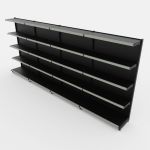 Gôndola de Parede de 1,72 m - Kit 1 gôndola inicial + 3 gôndolas continuação - Preto-Cinza