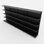 Gôndola de Parede de 1,72 m - Kit 1 gôndola inicial + 3 gôndolas continuação - Preto-Preto