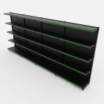 Gôndola de Parede de 1,72 m - Kit 1 gôndola inicial + 3 gôndolas continuação - Preto-Verde