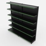 Gôndola de Parede de 1,95 m - Kit 1 gôndola inicial + 1 gôndola continuação - Preto-Verde