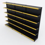 Gôndola de Parede de 1,95 m - Kit 1 gôndola inicial + 2 gôndolas continuação - Preto-Amarelo