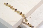 Pulseira Flores Multicoloridas Cravejadas folheada em ouro 18K