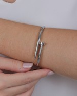 Bracelete Impacto Contemporâneo folheado em ródio branco