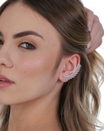 Ear Cuff Gotas de Cristal folheado em prata