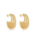 Brinco Encanto Rendado follheado em ouro 18K