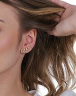 Brinco Ear Cuf  Folhas da Primavera folheado em ouro 18K