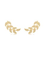 Brinco Ear Cuf  Folhas da Primavera folheado em ouro 18K