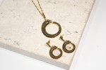 Conjunto Felino Negro folheado em ouro 18K